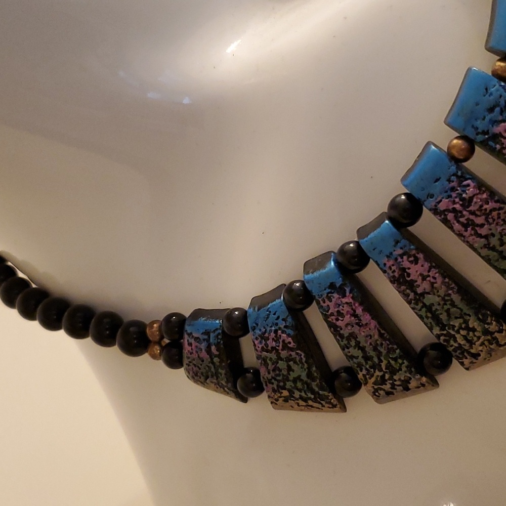 Vintage Tribal Azure Aztec Choker - Picture 3 of 6